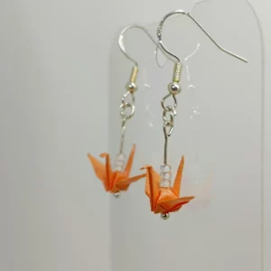 Orizuru Earrings Tissue-Foil orange