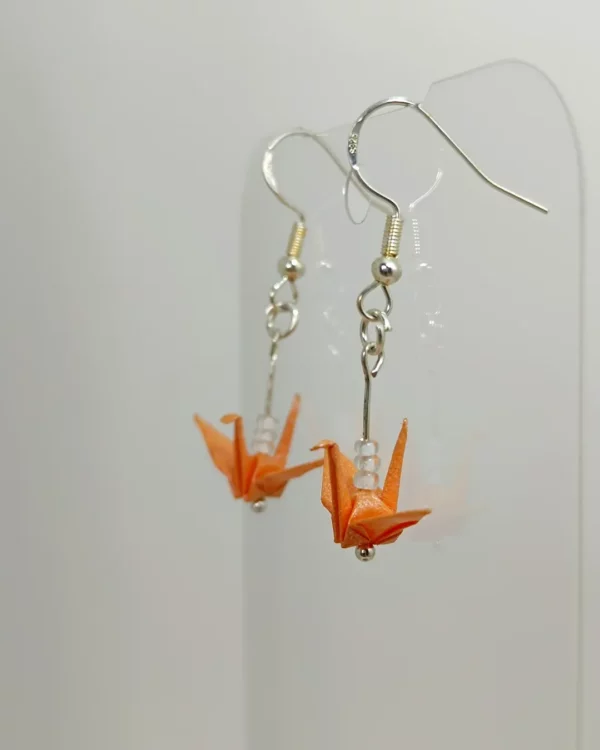 Orizuru Earrings Tissue-Foil orange