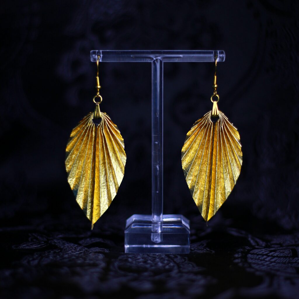 Leaf Earrings Washi Gold / Orecchini a foglia Washi Oro