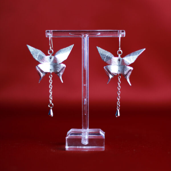 Origami Butterfly Pendant Earrings Silver - Orecchini a pendente Origami Farfalla Argento