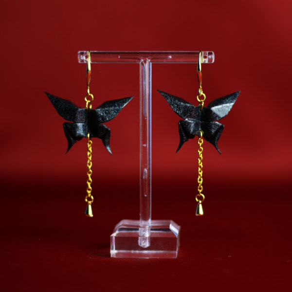 Origami Butterfly Pendant Earrings Black - Orecchini a pendente Origami Farfalla Nero