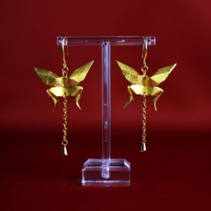 Origami Butterfly Pendant Earrings Gold - Orecchini a pendente Origami Farfalla Oro