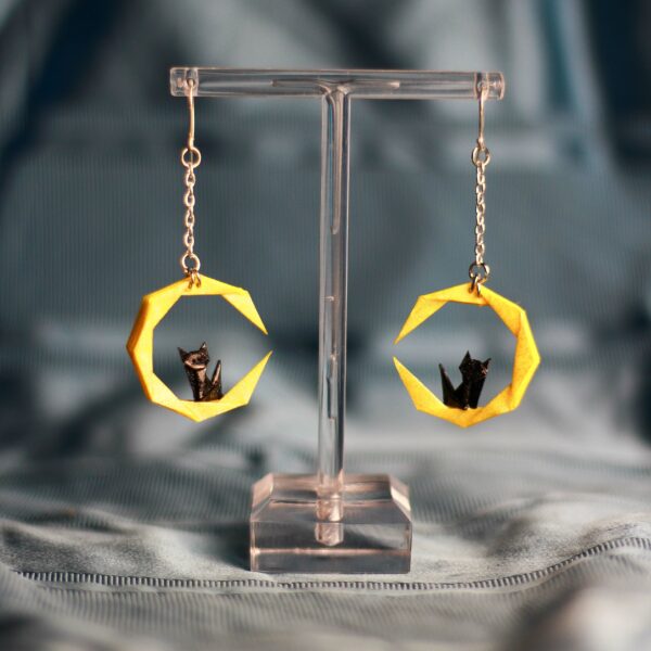 The Moon and the Cat pendant earrings
