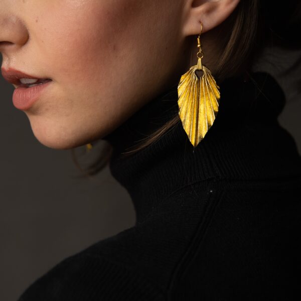 Leaf Earrings Washi Gold / Orecchini a foglia Washi Oro - Image 2