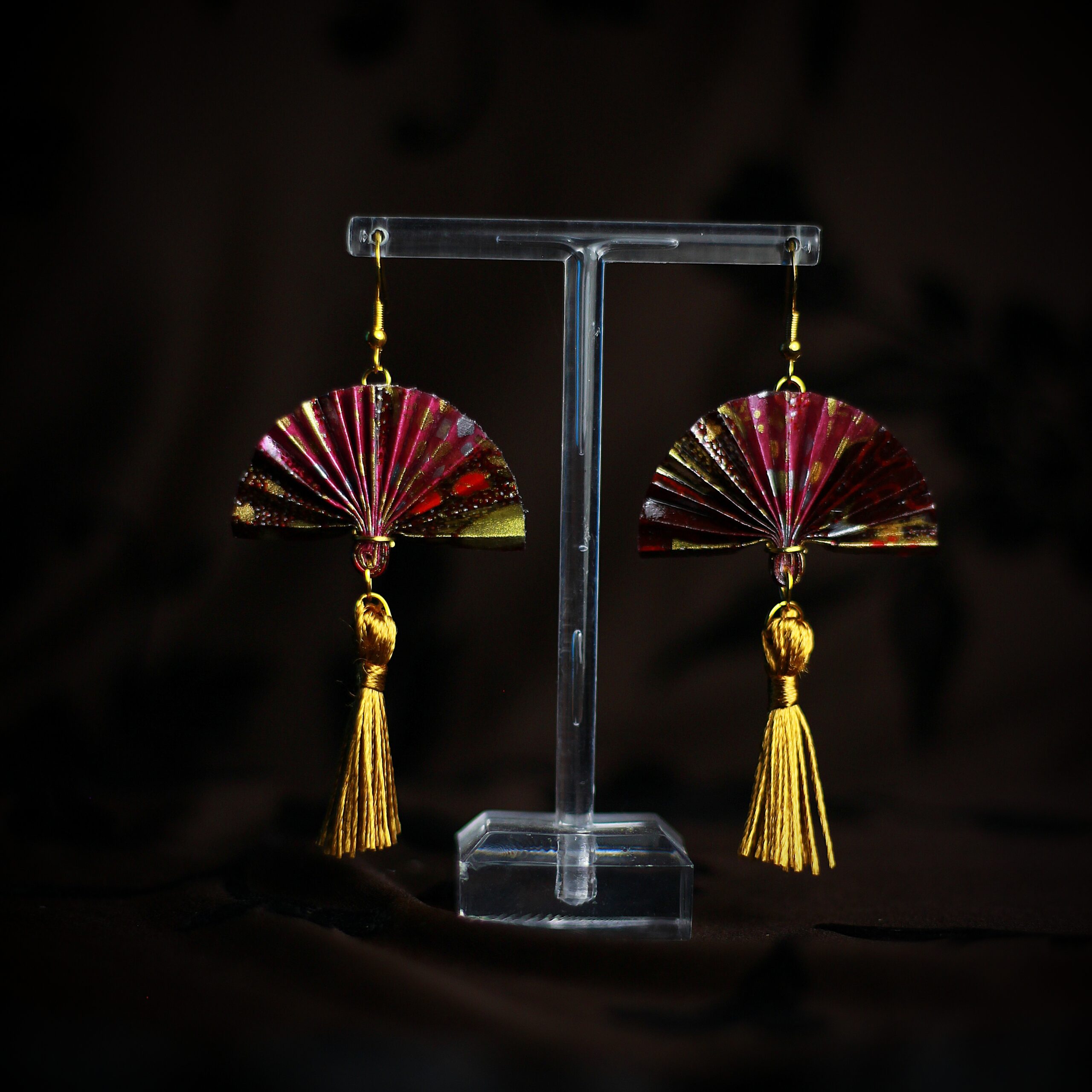 Fan Earrings Chiyogami Yuzen Kyoto / Orecchini a Ventaglio Chiyogami Yuzen Kyoto