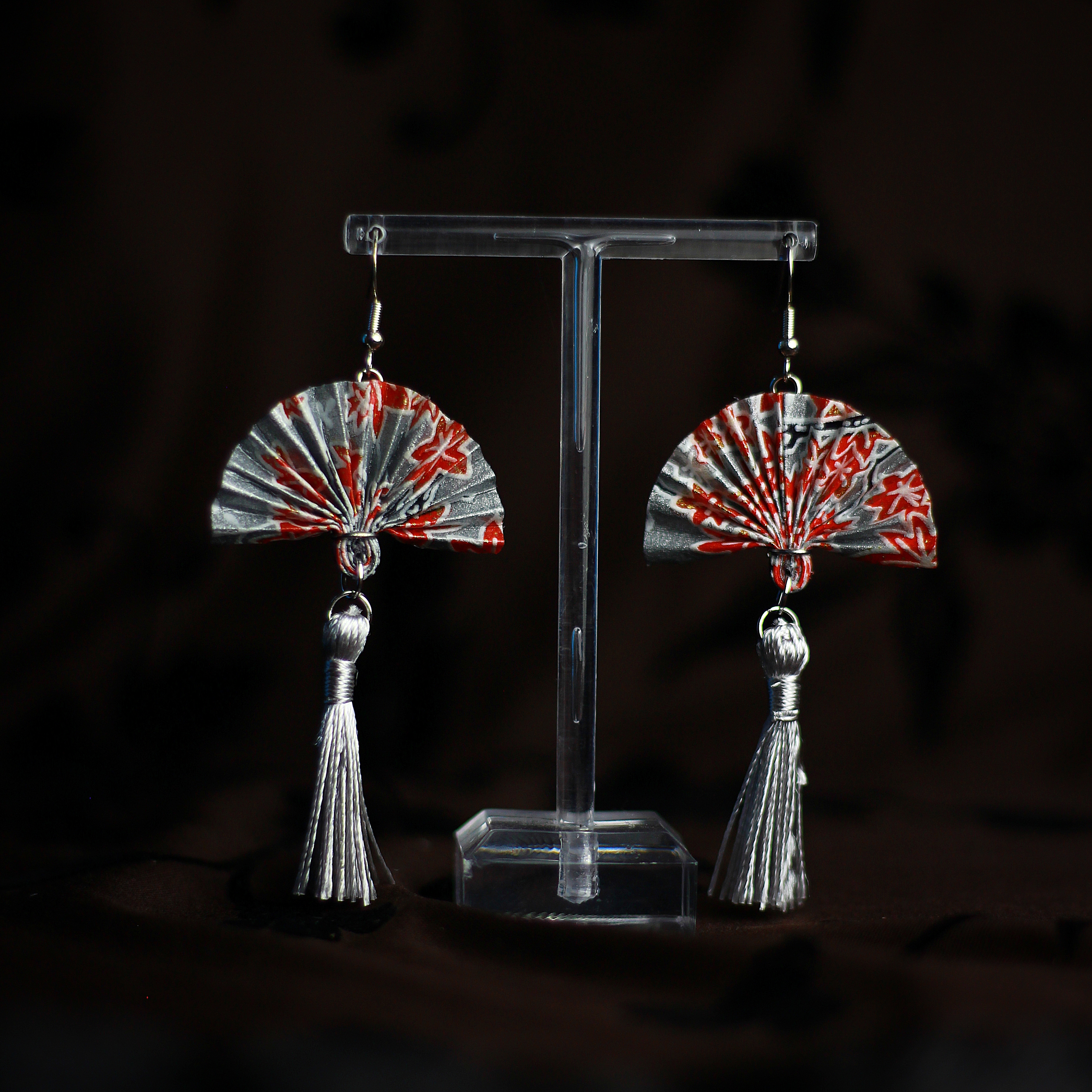Fan Earrings Chiyogami Yuzen Kyoto / Orecchini a Ventaglio Chiyogami Yuzen Kyoto