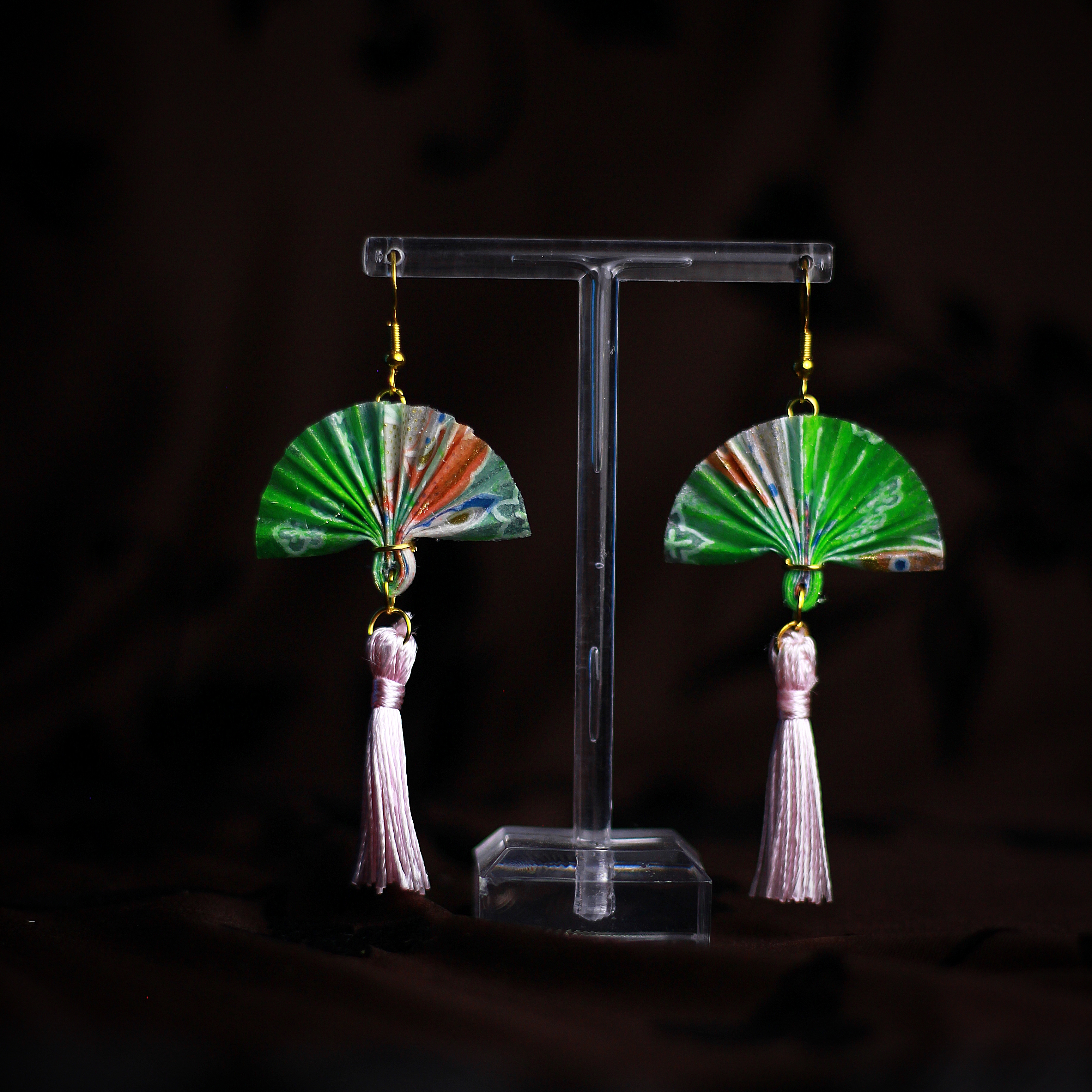Fan Earrings Chiyogami Yuzen Kyoto / Orecchini a Ventaglio Chiyogami Yuzen Kyoto