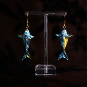 Koi Fish Origami Pendant Earrings Tezome Yuzen / Orecchini a Pendente Carpa Koi Origami Tezome Yuzen