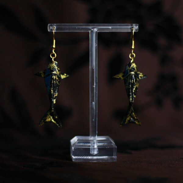 Koi Fish Origami Pendant Earrings Chiyogami Yuzen / Orecchini a Pendente Carpa Koi Origami Chiyogami Yuzen
