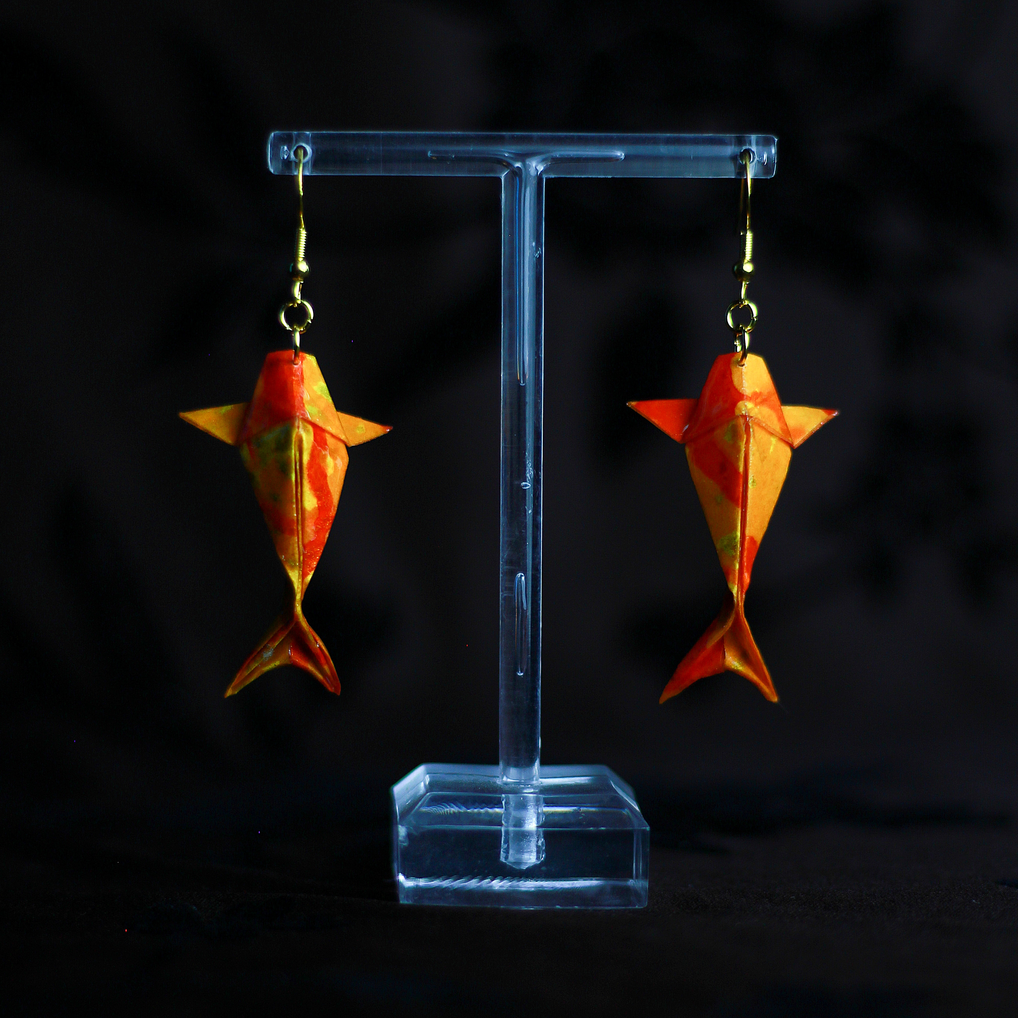 Koi Fish Origami Pendant Earrings Tezome Mushi / Orecchini a Pendente Carpa Koi Origami Tezome Mushi