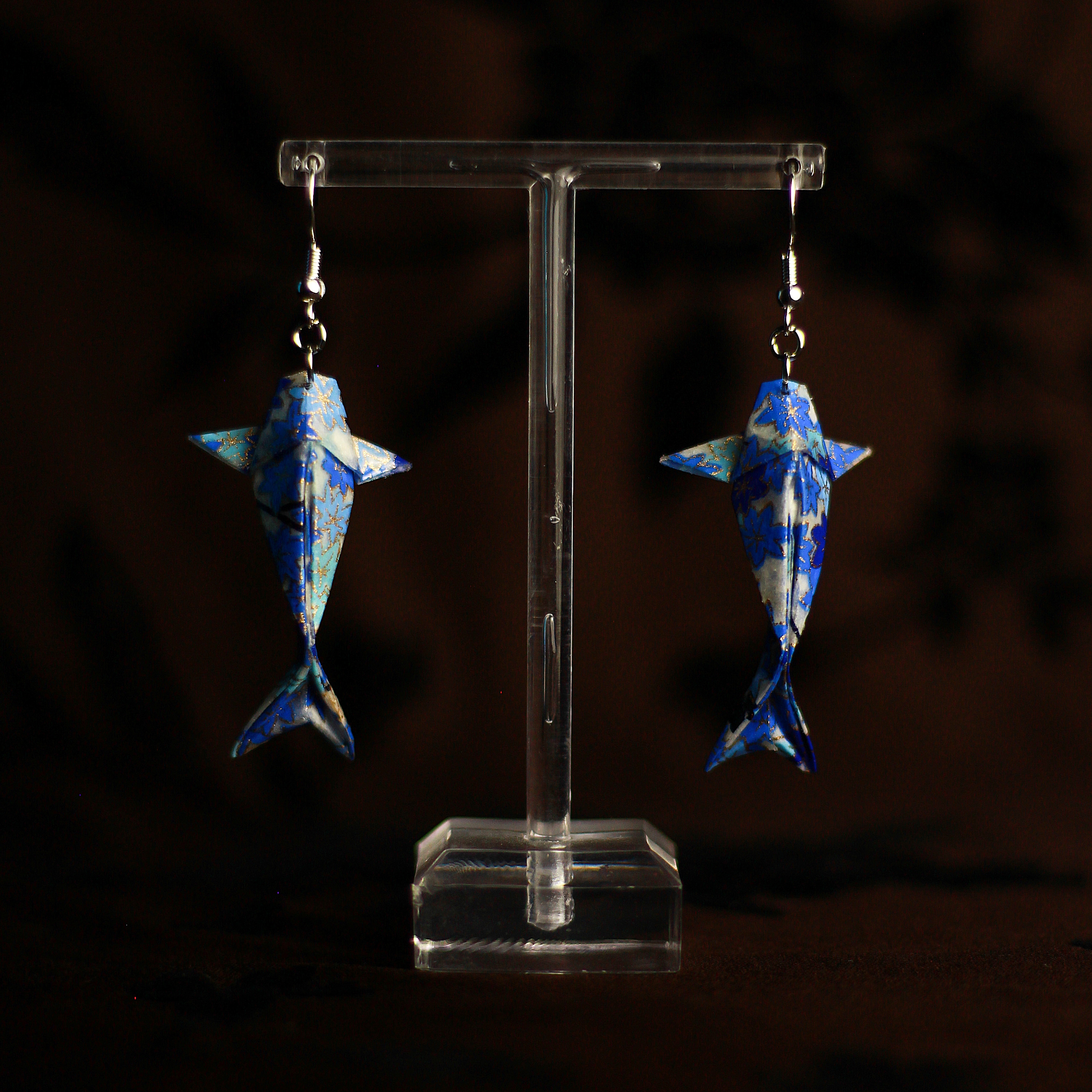 Koi Fish Origami Pendant Earrings Chiyogami Yuzen Kyoto / Orecchini a Pendente Carpa Koi Origami Chiyogami Yuzen Kyoto