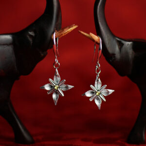 Lanka Collection: Wild Flower Origami Earrings with Yellow Sapphire / Collezione Lanka: Orecchini Fiore Selvaggio Origami con Zaffiro Giallo