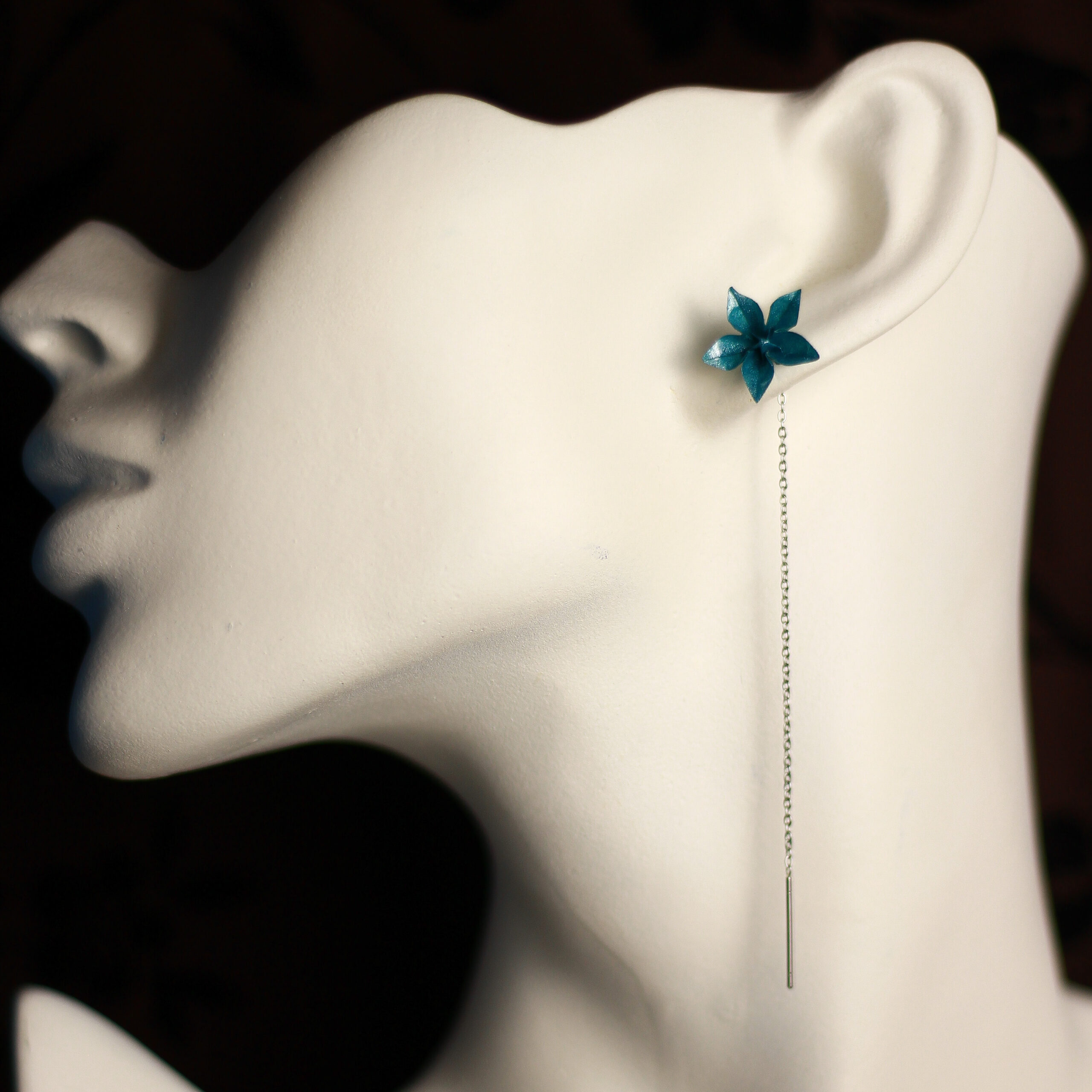 Japanese Bellflower Up and Down Earrings Blue / Orecchini Sali Scendi Campanula Giapponese Blu