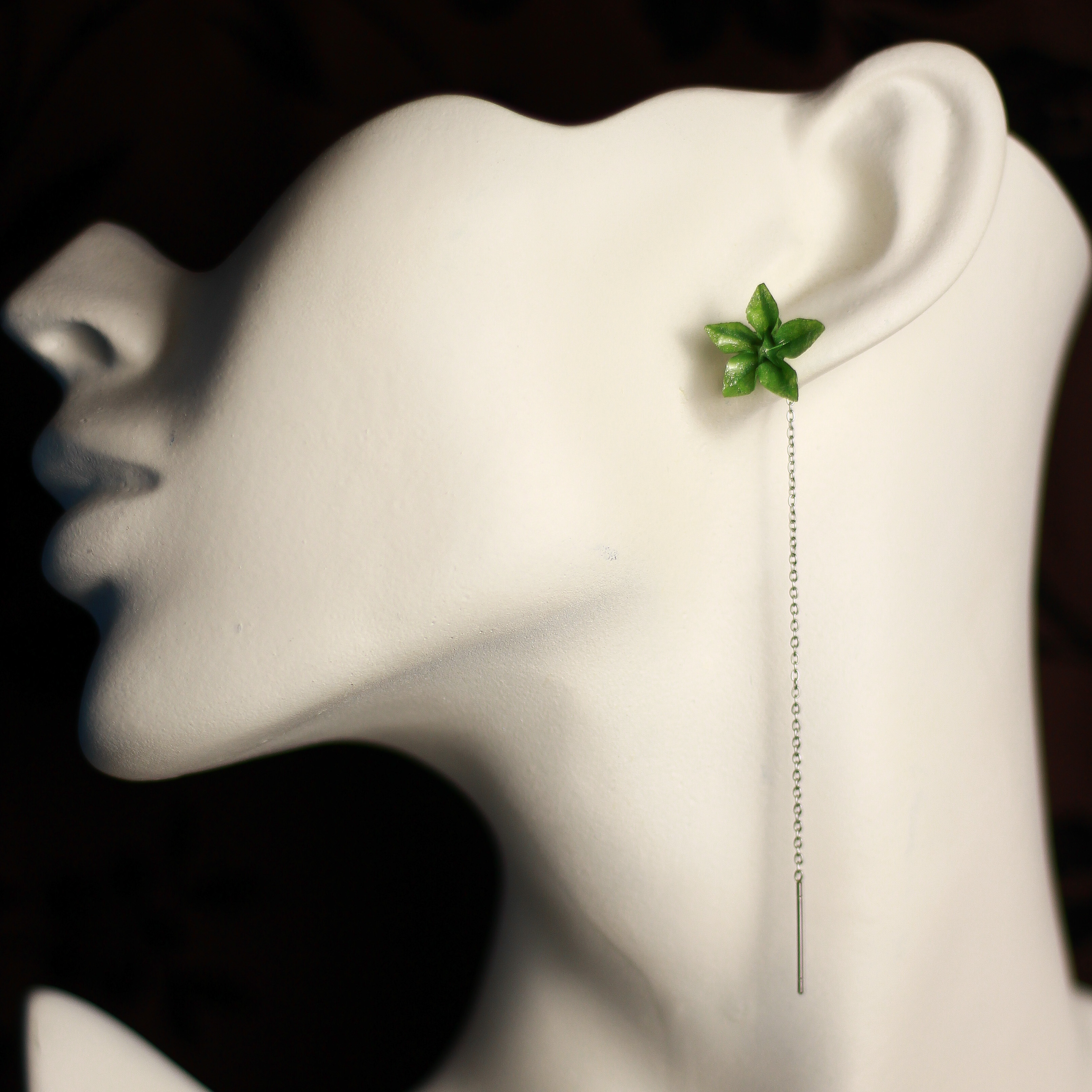 Japanese Bellflower Up and Down Earrings Green / Orecchini Sali Scendi Campanula Giapponese Verde