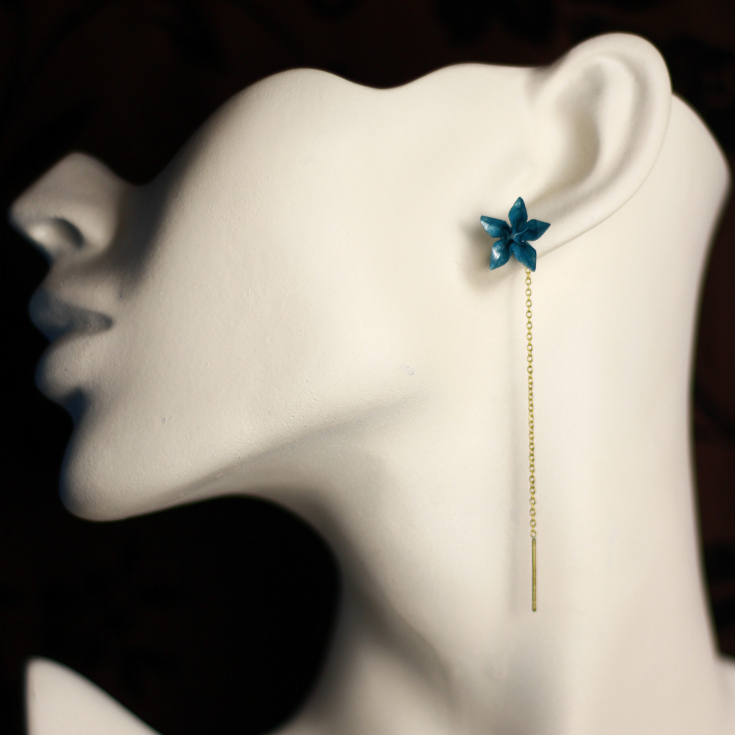 Japanese Bellflower Up and Down Earrings Blue / Orecchini Sali Scendi Campanula Giapponese Blu