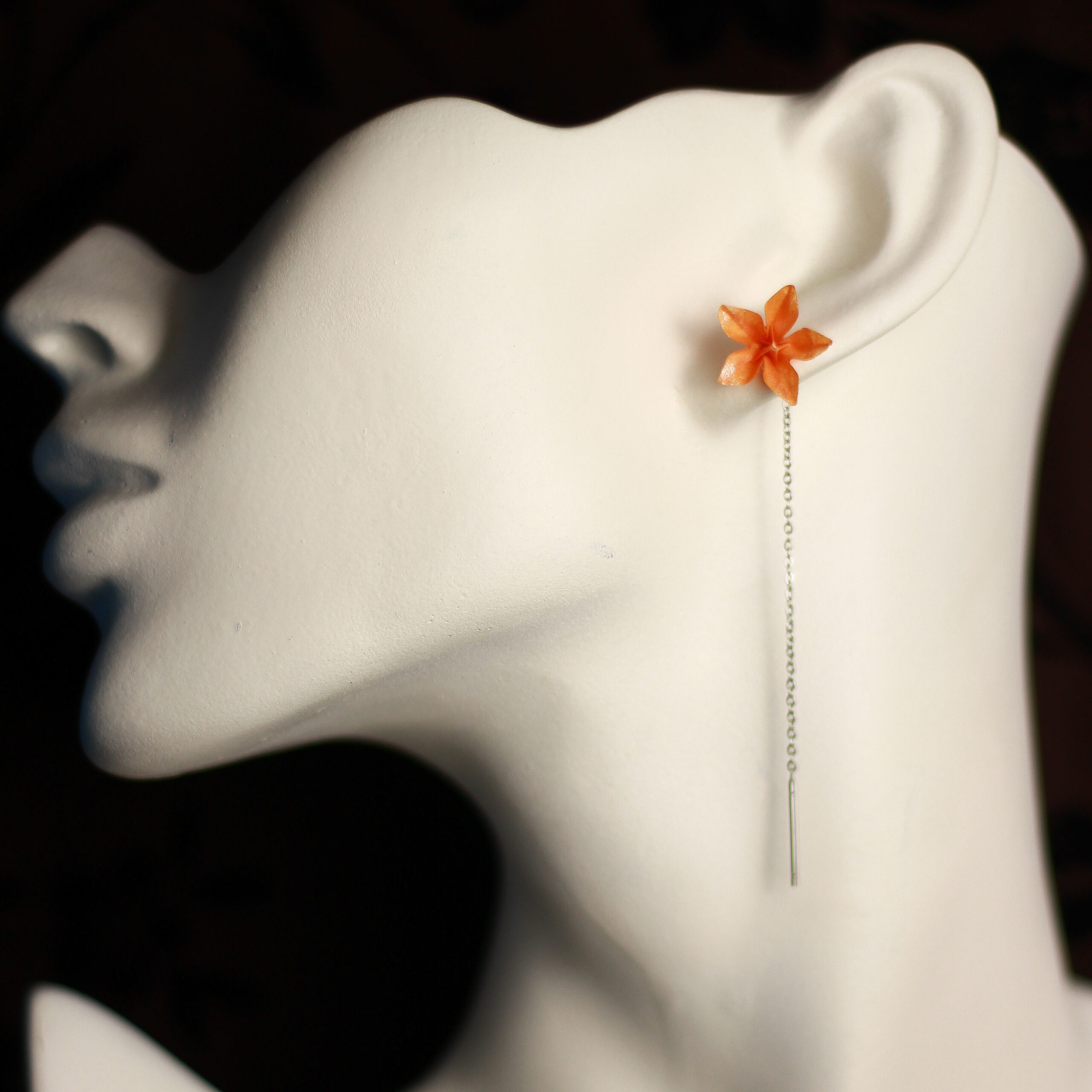 Japanese Bellflower Up and Down Earrings Orange / Orecchini Sali Scendi Campanula Giapponese Arancio