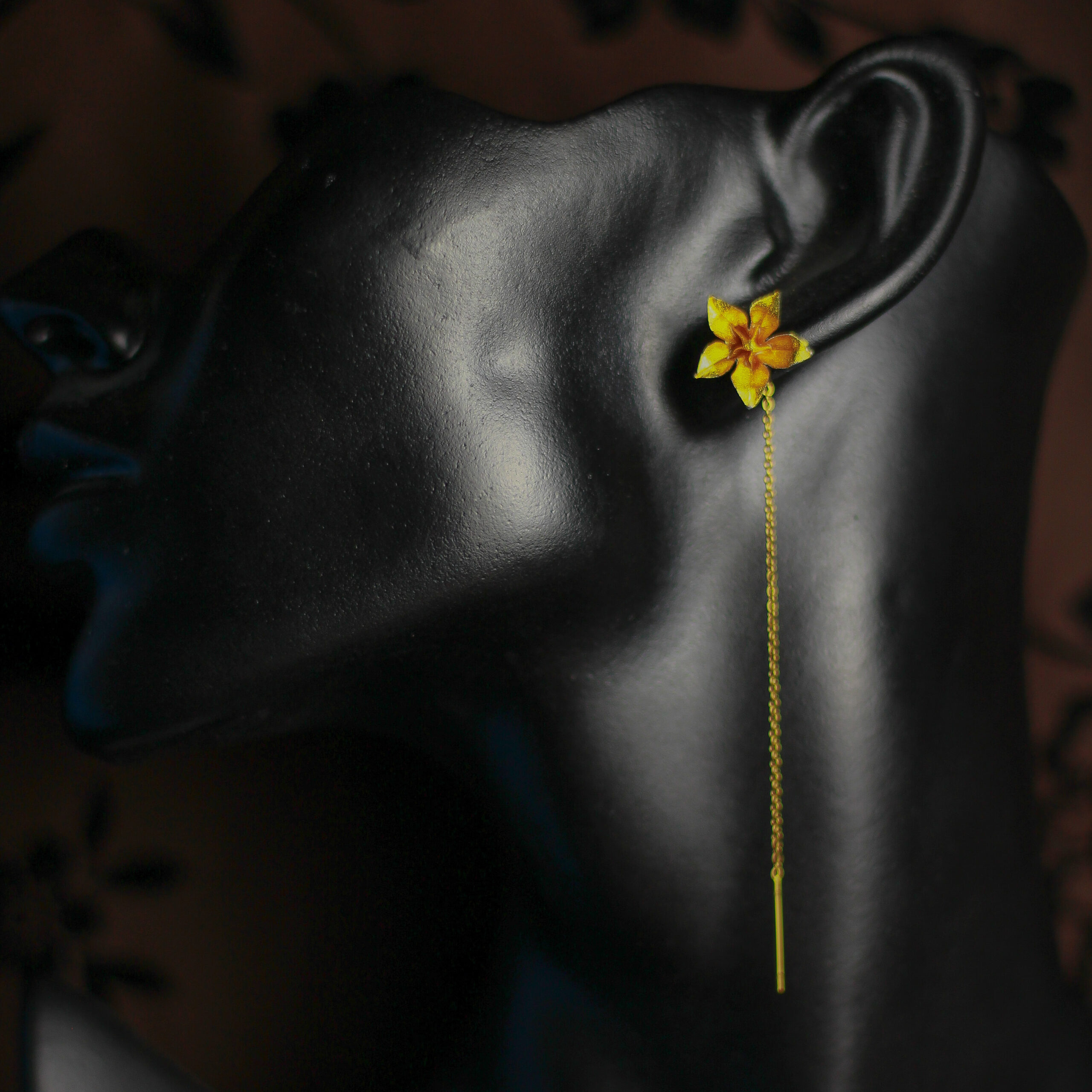 Japanese Bellflower Up and Down Earrings Gold / Orecchini Sali Scendi Campanula Giapponese Oro