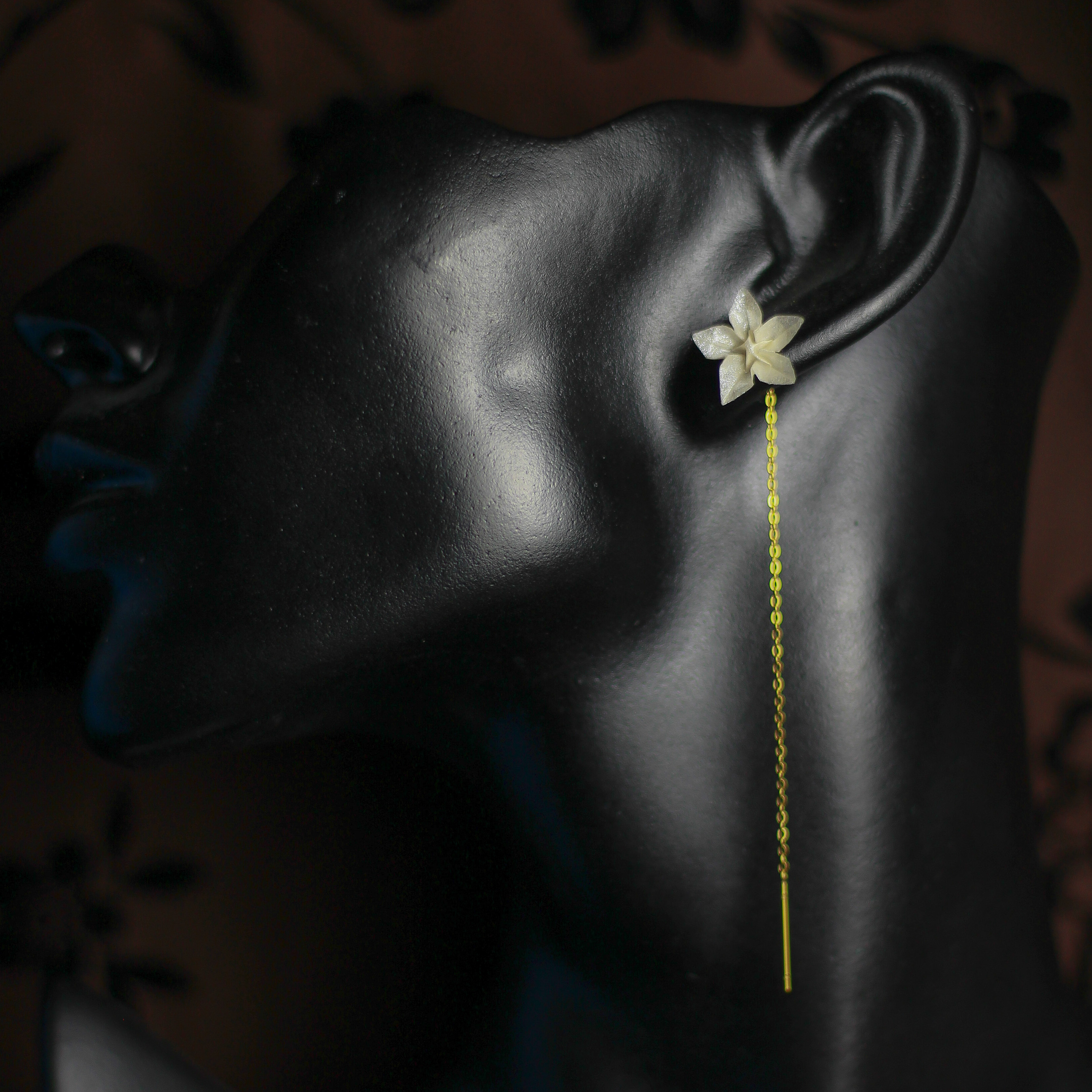 Japanese Bellflower Up and Down Earrings White / Orecchini Sali Scendi Campanula Giapponese Bianco