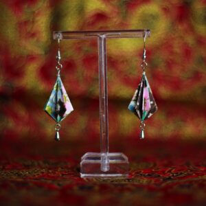 Origami Bell Pendant Earrings Yuzen Chiyogami / Orecchini a Pendente Campana Origami Yuzen Chiyogami